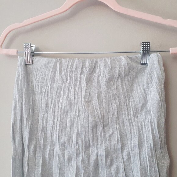NWT Zara metallic fibre silver wrinkle effect crinkle high waist midi skirt, S - Picture 14 of 15